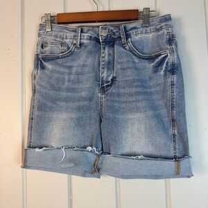 Judy Blue Roll Cuff Shorts Size Large High Waist Tummy Control STYLE JB150205 MD